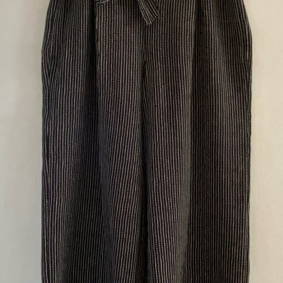 Max studio wide flared pants scrunch waist black white dots small with tie belt - Picture 2 of 7